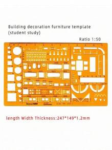 模板测量尺圆形椭圆尺 K 树脂绘图设计家具建筑师模板绘图尺 - 薑色 - 查看 6