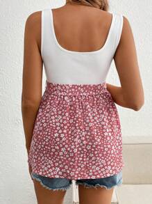 SHEIN Váy hoa nhỏ thắt lưng cho bà bầu cho con bú - Hồng - Xem 2