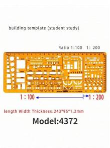 模板测量尺圆形椭圆尺 K 树脂绘图设计家具建筑师模板绘图尺 - 薑色 - 查看 21