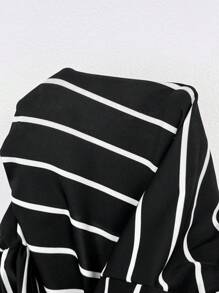 SHEIN LUNE Vestido ajustado de cuello cuadrado a rayas blancas y negras