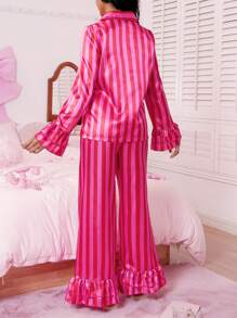 SweetSlumber Conjunto de pijama de mujer con cárdigan a rayas