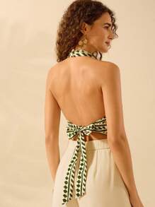 CAJUNI Áo ba lỗ cổ chữ thập in họa tiết Boho cho nữ, Áo ba lỗ đi biển thường ngày mùa hè - Nhiều màu - Xem 2