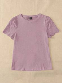 Rusticease Women's Schiffy Sleeve Solid Color T-Shirt - Dusty Purple - View 3