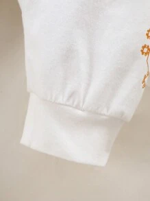 Newborn Baby Boy 4-Piece Summer Outfit Set, Including: 1pc Yellow Retro Print Short Sleeve Knit Top, Adjustable Waist Pants, Hat, And Foot Covers, Suitable For 1-9 Months Infants, Great For Daily Casual Wear And Outdoor Activities - White - View 7