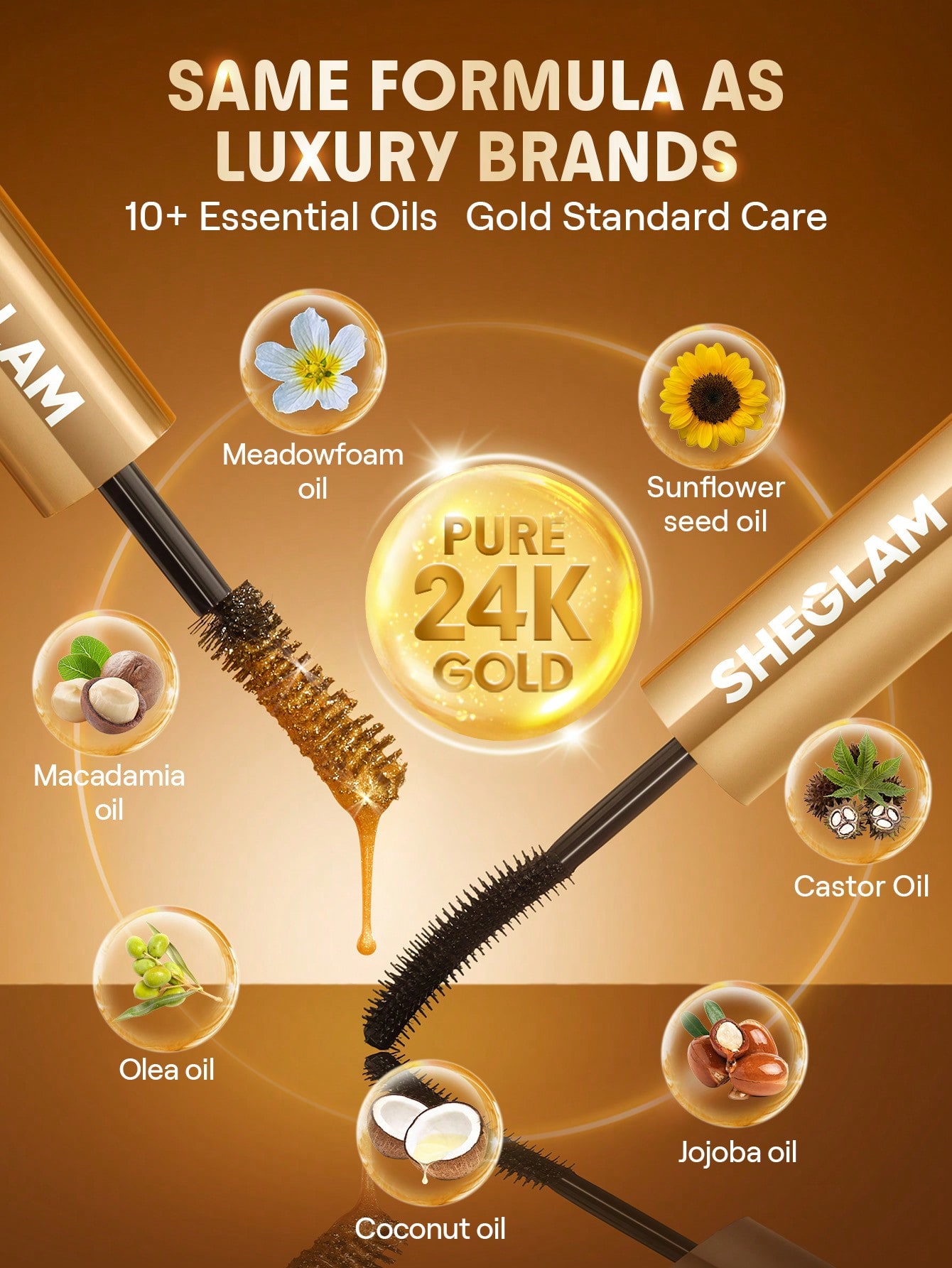 SHEGLAM All-In-One 24K ماسكارا متعددة التأثيرات ماسكرا علامة تجارية