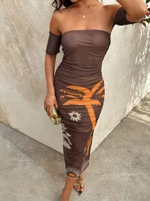 Breezaya Vestido largo con estampado floral, de estilo resort de moda para mujer