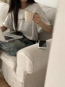 DAZY Vrouwen & Tienermeisjes Casual Ronde Hals Losse Letter Print T-shirt