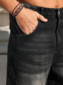 Manfinity Homme Men's Relaxed Fit Straight Leg Pocketed Casual Jeans - Grey - View 8