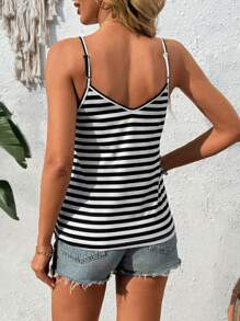 EMERY ROSE 女士条纹单排扣休闲宽松吊带背心