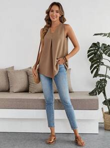 EMERY ROSE Women Casual Solid Color Arched Hem Camisole