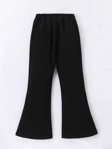 Tween Girls Casual Versatile Black Wide Leg Flare Pants Fall Winter - Black - View 2