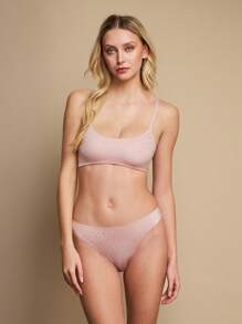 TryMe Bralette de lencería con cuello de pico suave, ajustable y con adorno de strass para mujeres - Rosa vieja - Ver 3