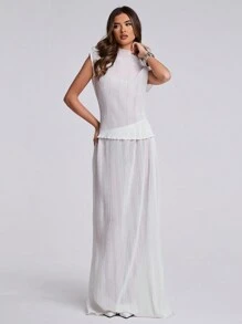 SHEIN BAE Women's Spring And Summer Daily Western Music Festival Wear Apricot See-Through Lace One-Shoulder Slim-Fitting Going Out Top, Daily Wear - White - View 5