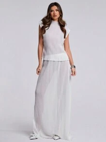 SHEIN BAE Women's Spring And Summer Daily Western Music Festival Wear Apricot See-Through Lace One-Shoulder Slim-Fitting Going Out Top, Daily Wear - White - View 6