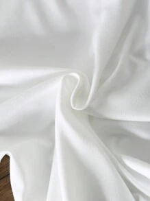 青少年女孩休闲甜美圆领落肩宽松纯色 3D 蝴蝶结装饰 T 恤，百搭夏季上衣
