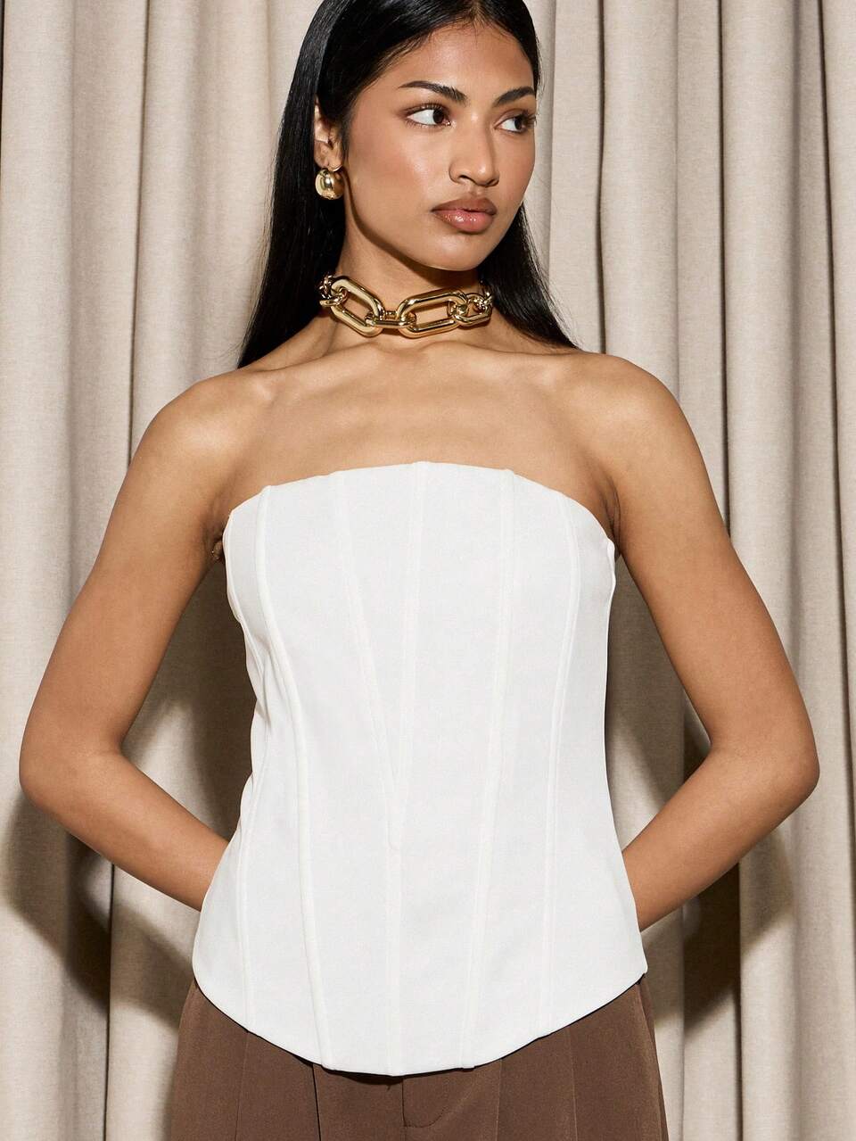 AiiRZ Boned Jersey Strapless Bandeau Top