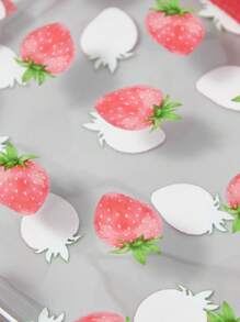 ROMWE Kawaii 1 件透明 PVC 草莓时尚化妆包 - 紅色 - 查看 4