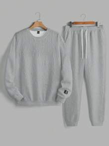 Manfinity Homme Men's Round Neck Long Sleeve Simple Graphic Top And Pants Casual Outfit