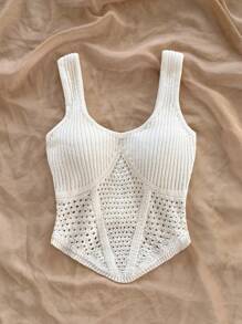 Soleia Nueva elegante Top tipo chaleco de punto con diseño de amarre en la cintura para vacaciones