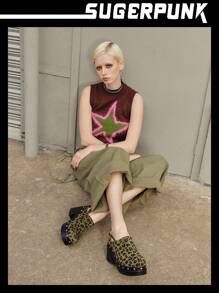 Sugerpunk Women's Fashion Black Backstrap Wooden Clog Platform Slingback Shoes Spring Shoes Spring Break Easter Prom Heels - Green - View 5