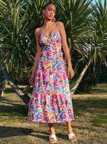 Travachic 度假休闲印花吊带裙、休闲度假装、度假夏季沙滩装、女士连衣裙、女士度假装 - 彩色 - 查看 7