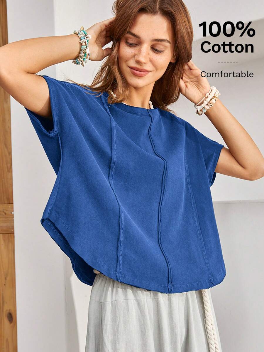 Bohemela 女士度假纯色简约休闲短袖 T 恤