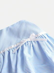 Girlism 少女学校/返校季，甜美可爱丝带蝴蝶结条纹迷你裙芭蕾短裙