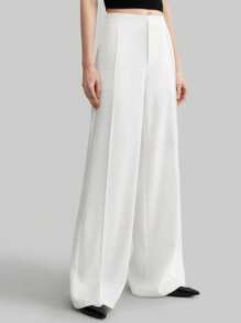 Ontre 女士直筒休闲/商务通勤白色美元钞票牙签设计裤 - 白色 - 查看 8