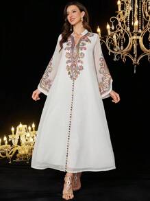 Al Najma Vestido elegante y lujoso personalizado para mujeres, con bordados y cuentas, Modesto kaftan