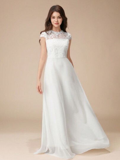 Vestido largo de dama de honor de manga abullonada, de satén brillante y con aplicaciones de encaje para niña adolescente, elegante y de alta gama, para niña de las flores, boda, fiesta de cumpleaños, actuación