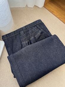 DAZY Pantalones vaqueros de cintura elástica, con pernera ancha y corte holgado, para todas las estaciones