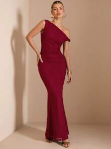 SHEIN BAE 优雅女士斜不对称下摆连衣裙，外出装，适合日常穿着，约会，旅行，派对和俱乐部，万圣节服装女士纯色性感无袖连衣裙，白色连衣裙，度假连衣裙，毕业和返校连衣裙，婚礼伴娘礼服，春夏无袖纯色简约性感颈部修身，黑色连衣裙，约会夜礼服，伴娘迷你连衣裙，优雅小黑裙，春夏女士纯色性感无袖连衣裙，白色连衣裙，度假连衣裙，毕业和返校连衣裙，婚礼伴娘礼服，春夏勃艮第酒红色紫色长裙，露背 - 紅色 - 查看 6