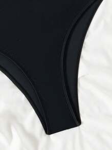 Swim SXY 女士性感优雅纯色可调节宽肩带金属配饰聚拢胸部塑形时尚简约高端前卫成人连体泳衣，适合夏季海滩度假