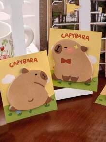 Set de 4 notas adhesivas con forma de topillo de agua, almohadillas de notas con forma de capibara con fuerte adhesivo, diseño de dibujos animados y alto atractivo visual para estudiantes - Multicolor - Ver 4