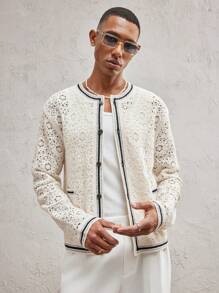 AKNOTIC Business Casual 男士修身时尚休闲针织秋季毛衣，适合秋冬季 - 杏色 - 查看 5