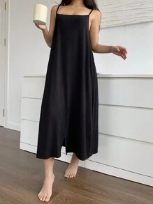 DAZY Mono ancho y suelto de color liso informal para mujer, ropa de estar en casa