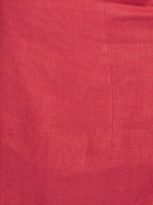 MISSGUIDED 挤奶女工露肩迷你连衣裙，泡泡袖，夏季派对A字裙摆，蝴蝶结露背，特殊场合晚宴婚礼宾客亚麻短裙 - 紅色 - 查看 3