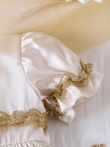 Baby Girl Summer New Solid Color Casual Lace Patchwork Dress - White - View 5