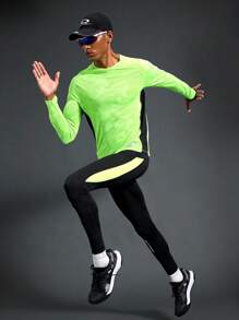 Manfinity Sport Polished Leggings casuales de ajuste slim con parche de unicolor para hombre