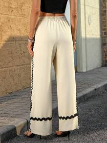 SHEIN Unity Women Solid Color Simple Casual Everyday Pants Fall Cloth For Women - White - View 2