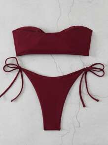 SHEIN Swim Solid Color Bikini Set, Vacation Beach For Summer