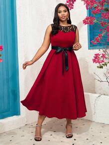 SHEIN Lady Christmas Party Dress Plus Size Dresses
