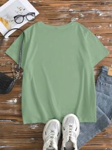 大码女式 Faith Can Move Mountains 图案 T 恤、基督教礼物、信仰衬衫、耶稣 T 恤、圣经诗句圆领、极简主义基督教女式上衣 - 薄荷綠 - 查看 2