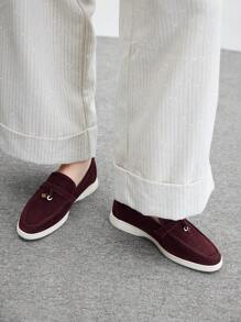 CUCCOO BIZCHIC 女士纯色简约平底休闲乐福鞋，适合日常穿着 - 酒紅色 - 查看 3