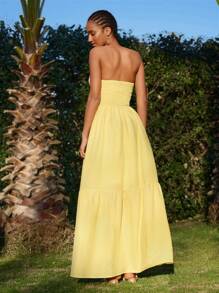 Travachic Vestido elegante de unicolor con diseño calado