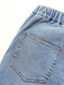 Tween Girls' New Y2K Casual Fitted Ripped Distressed Denim Shorts, Suitable For Daily Wear, Minimalist Fashion Versatile