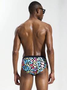 Manfinity Swimmode Men's Leopard Print Casual Swimming Trunks, Minimalist & Fashionable For Daily Wear - Multicolor - View 2