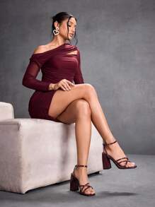 CUCCOO SZL Women's Fashion Burgundy Strappy Block High Heel Sandals, Suitable For Commuting, Dating, Party, Stylish Spring Shoes Spring Break Easter Prom Heels - Burgundy - View 4