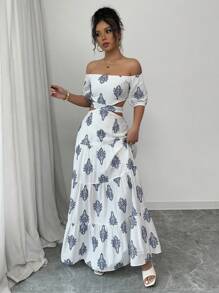 Chiquease Women's Holiday Floral Print Off Shoulder Cutout Waist Summer Dress - Multicolor - View 6
