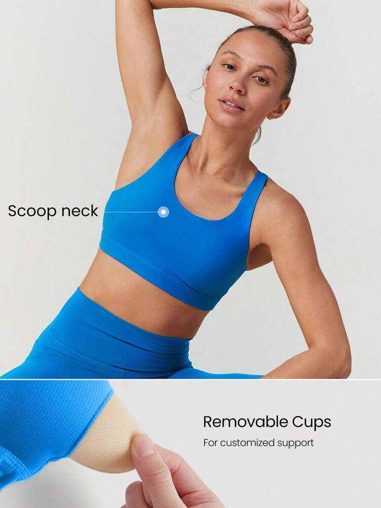 FeatherFit™ Crossover Strap Sports Bra Gym  Spring Summer